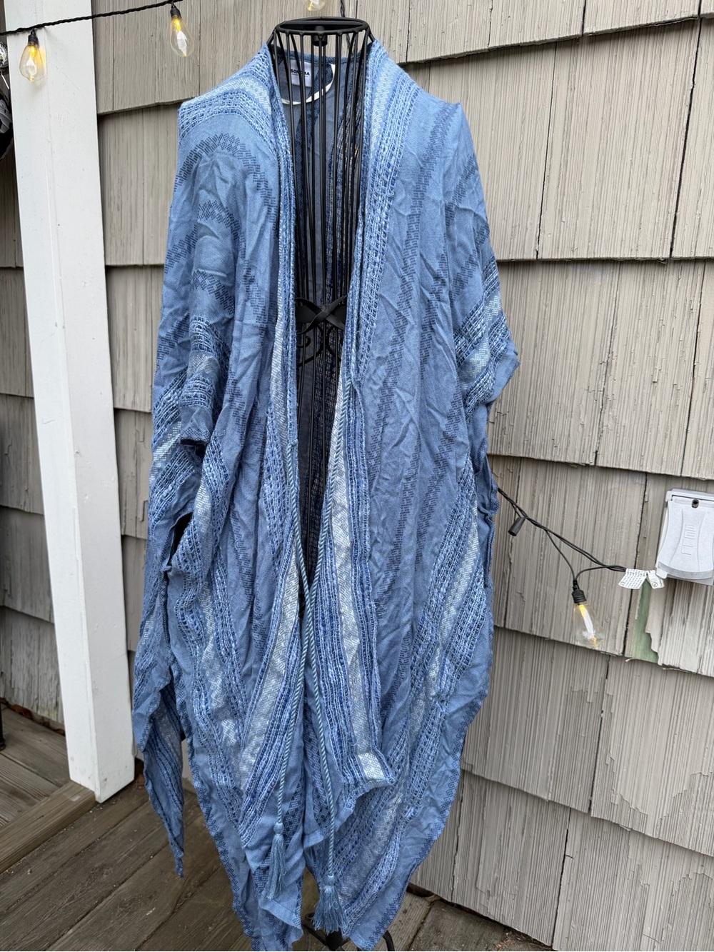 Sonoma Blue Textured Draped Kimono Cover-Up